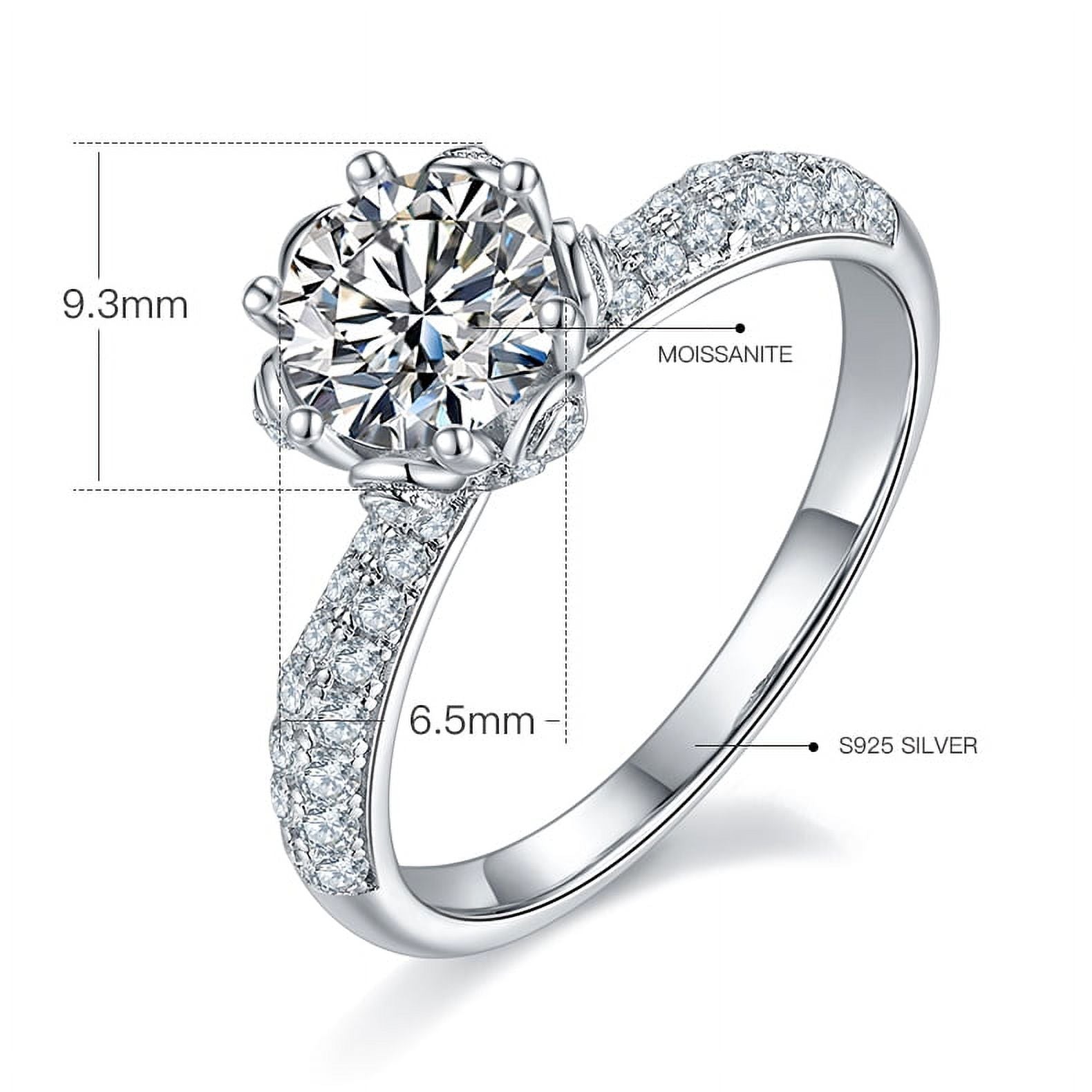 1 Carat Round Cut Moissanite Engagement Ring In 18K White Gold Plating Over Silver E550