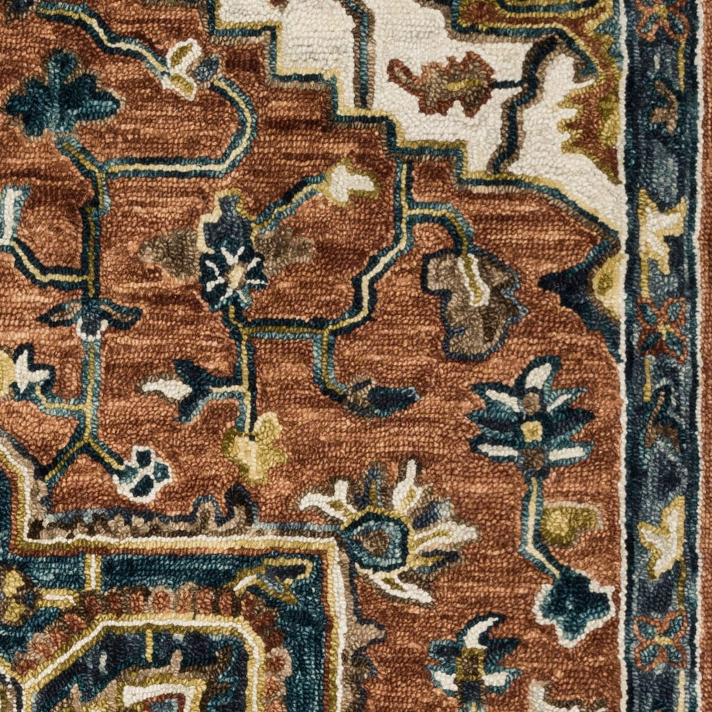 Hand-hooked Wool Star Area Rug Red/Multi 7'9" x 9'9" R831465