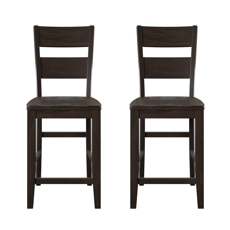 Solid Wood Bar Stool in Brown Set of Two Y87934