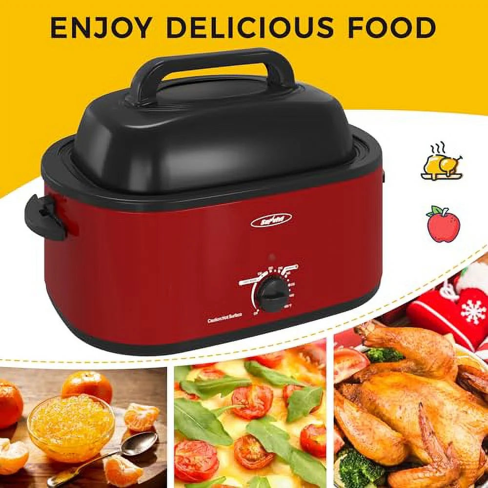 20 Quart Stainless Steel Red Electric Roaster Oven S240