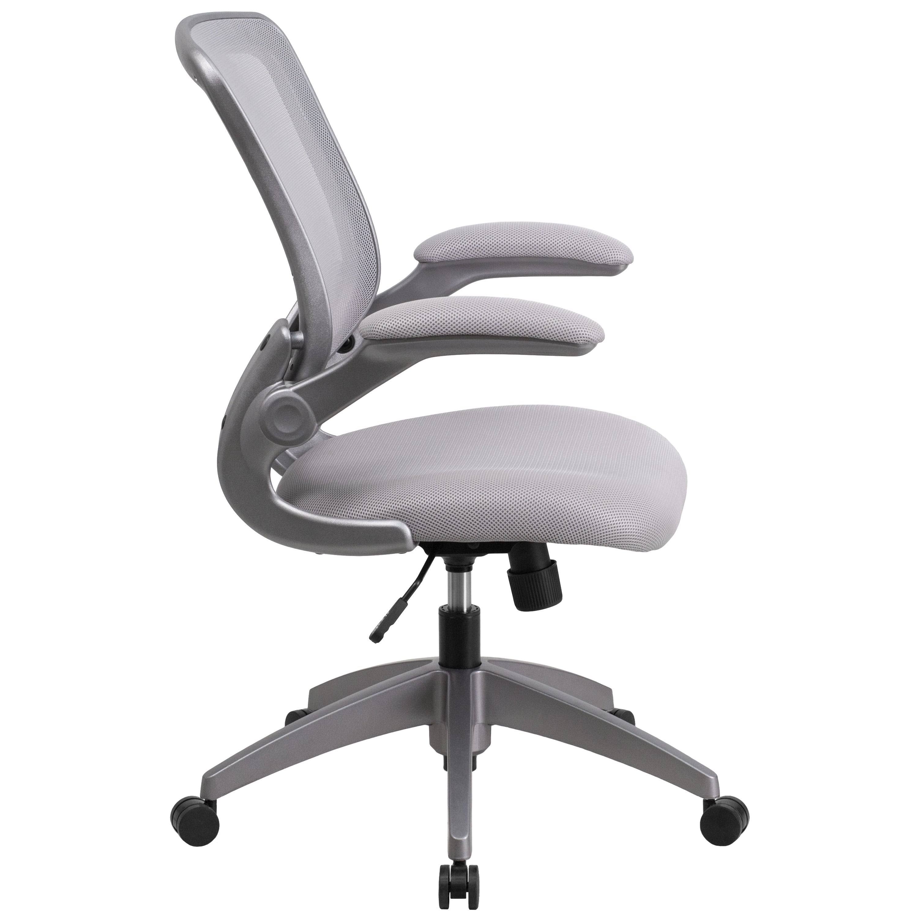 Gray Mesh Swivel Ergonomic Task Office Chair with Flip-Up Arms M397