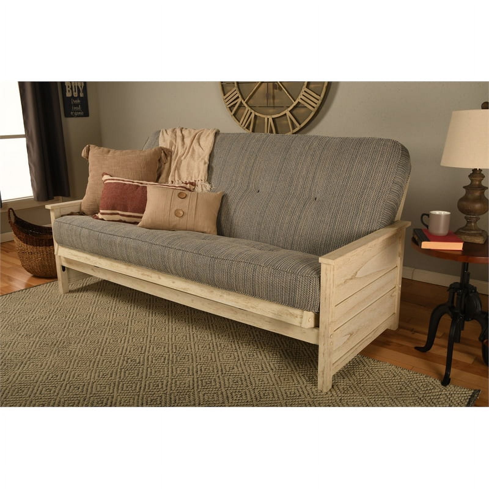 Coil Hinged Full-size Futon Mattress in Seaport Blue Z22099