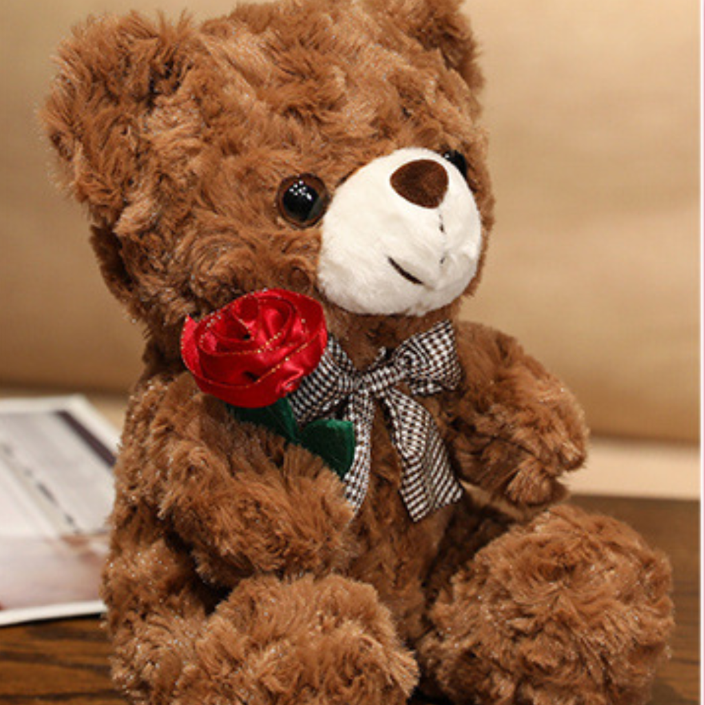 Dark Brown Roses Teddy Bear Plush Toy S6644