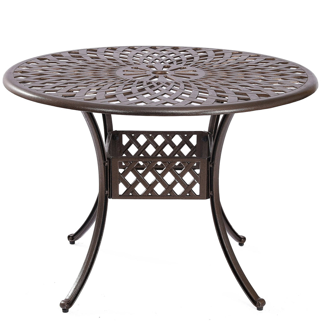 Cast Aluminum Outdoor Patio Dining Table with Lattice Weave Design in Bronze Z181320