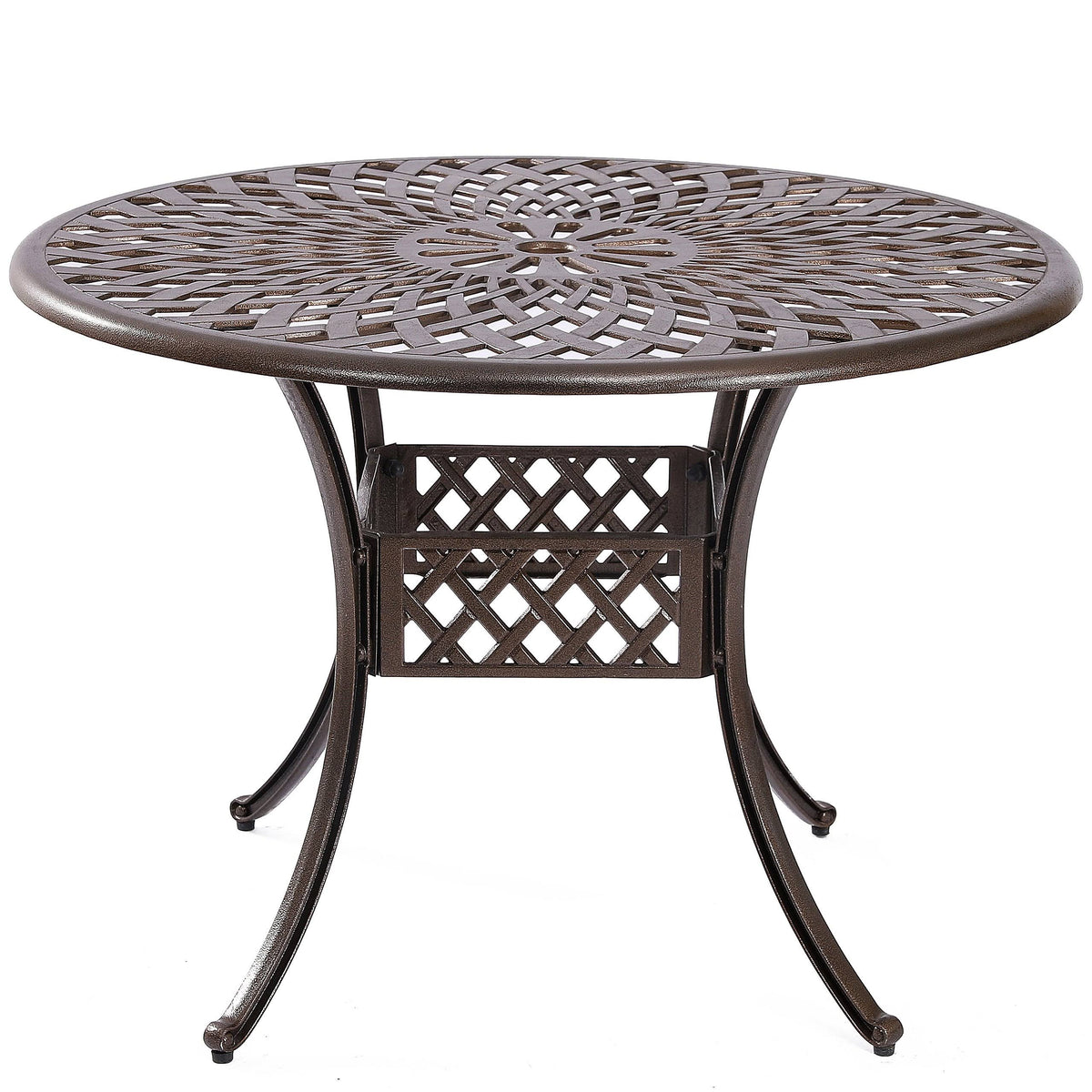 Cast Aluminum Outdoor Patio Dining Table with Lattice Weave Design in Bronze Z181320