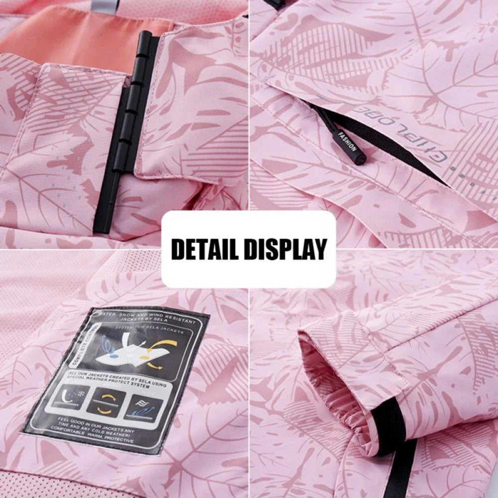 Maple Leaf Print Hooded Windproof Coat W6485