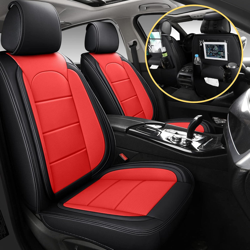 Beige Leather Car Seat Covers Front Pair Y144944