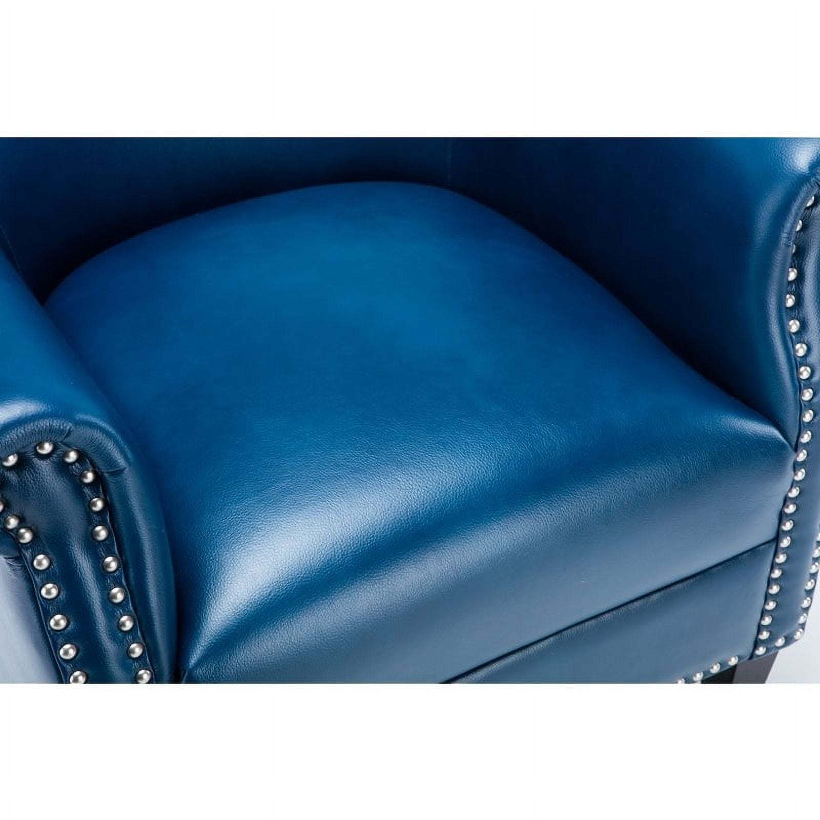 2 Piece Faux Leather Club Accent Chair Set in Navy Blue U758