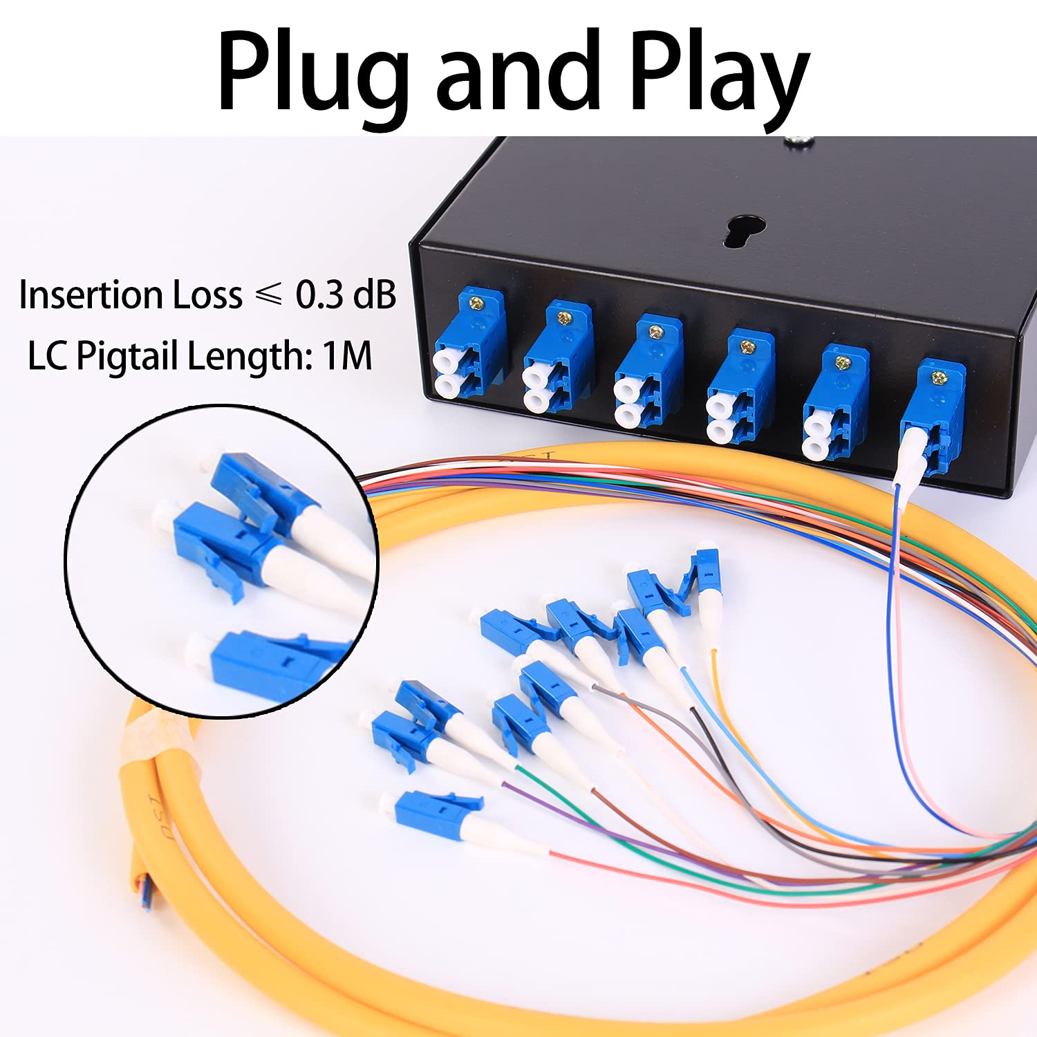 6 Port Duplex Box Cables Wall Mount Fiber Enclosure with Spool Singlemode LC-UPC Kit I9676