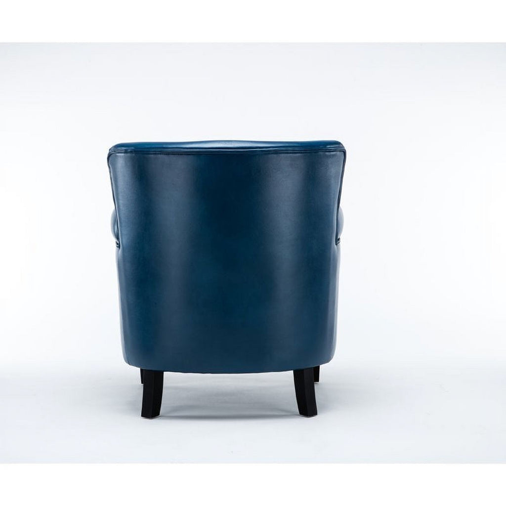 2 Piece Faux Leather Club Accent Chair Set in Navy Blue U758