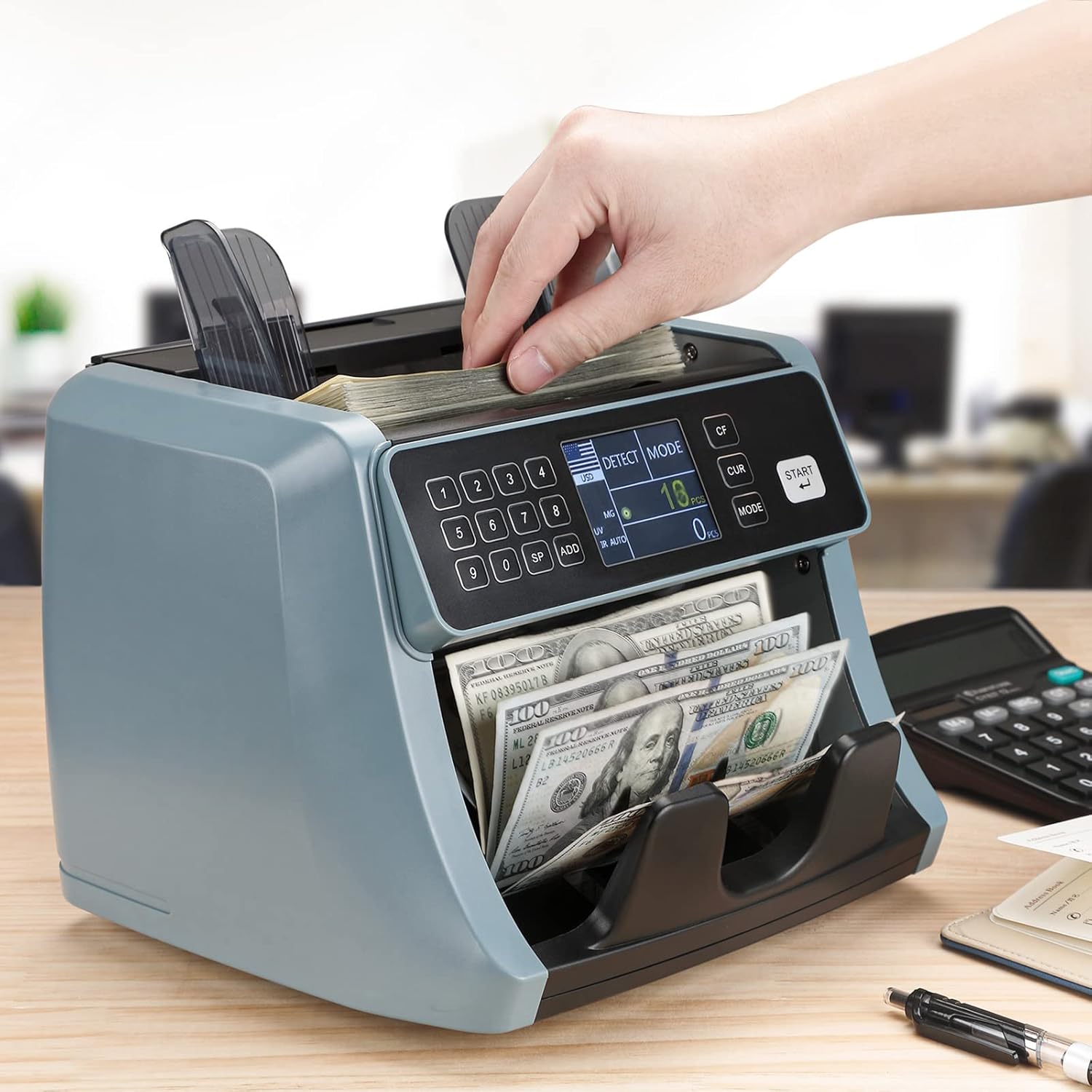 Money Counter Machine with UV/IR/MG/DD Detection, 1200 Bills/Min Speed X532088