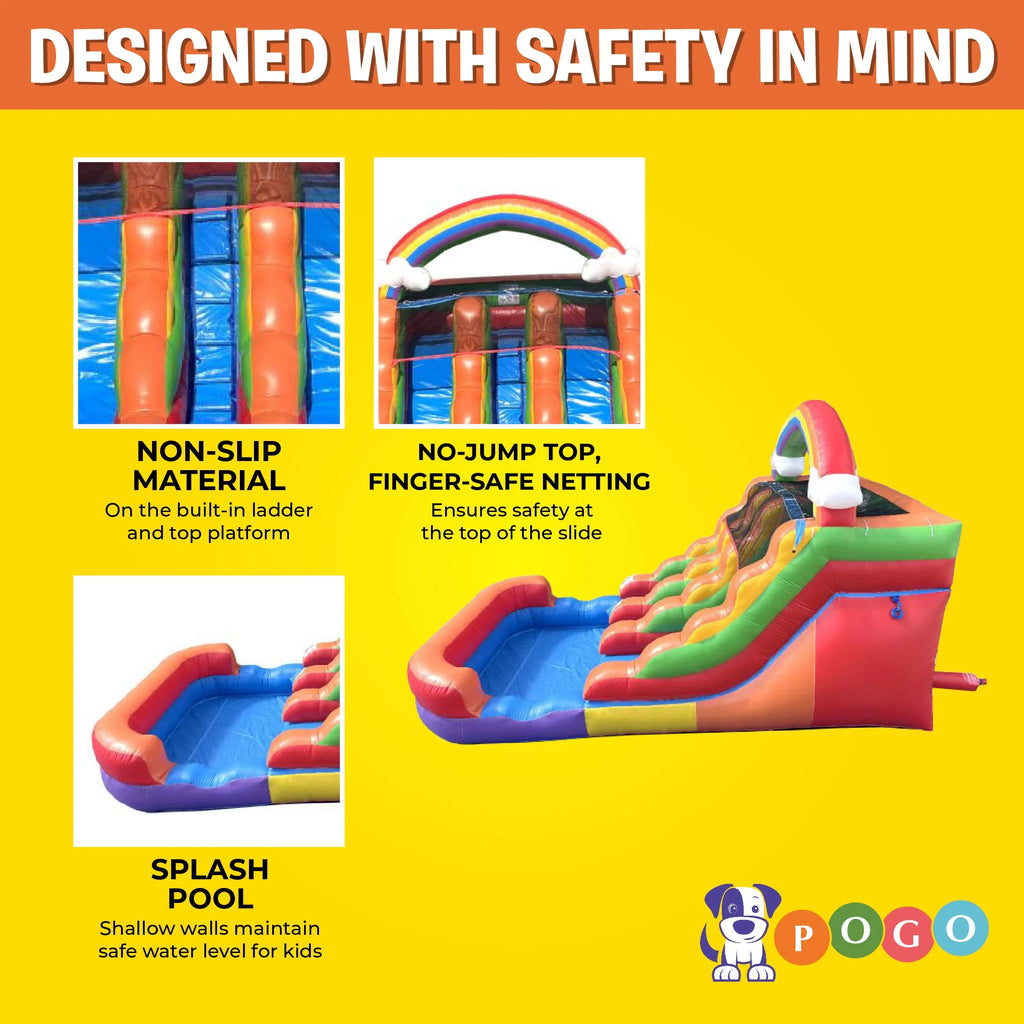 Rainbow Cloud Inflatable Double Water Slide with Blower, 13 Ft Z594024
