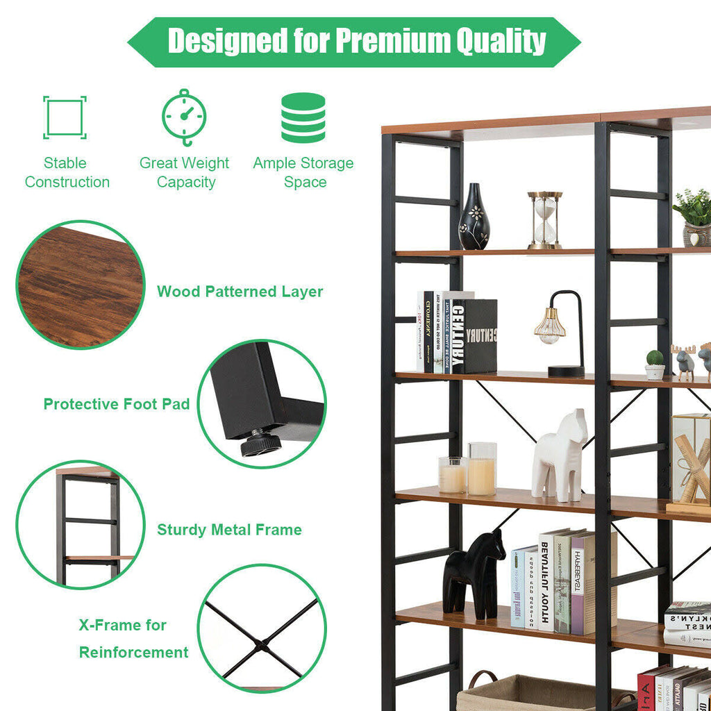 6-Shelf Bookcase Metal Storage Shelf X52948
