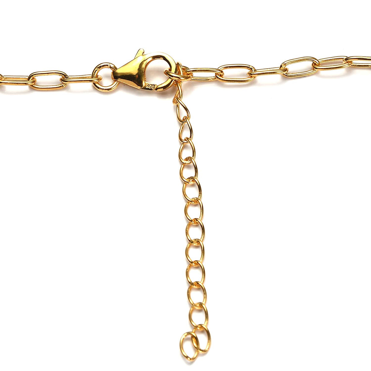 Moissanite Round 925 Sterling Silver Vermeil Yellow Gold Plated Initial Bar Necklace, Size 18", Ct 0.04 D68218