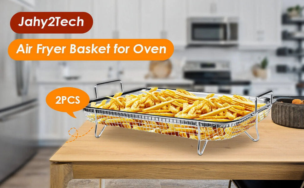 2pc Non-Stick Stainless Steel Air Fryer Basket Y581310