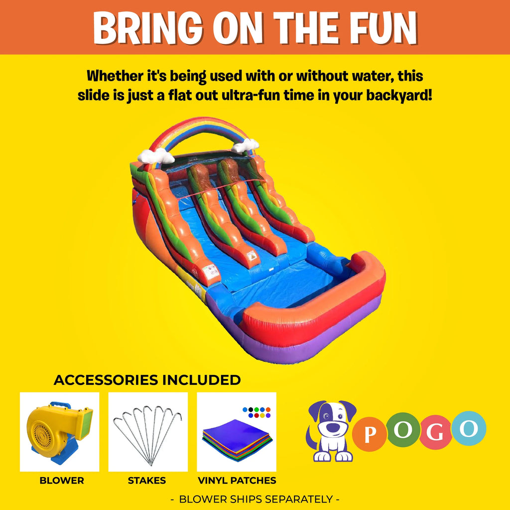 Rainbow Cloud Inflatable Double Water Slide with Blower, 13 Ft Z594024