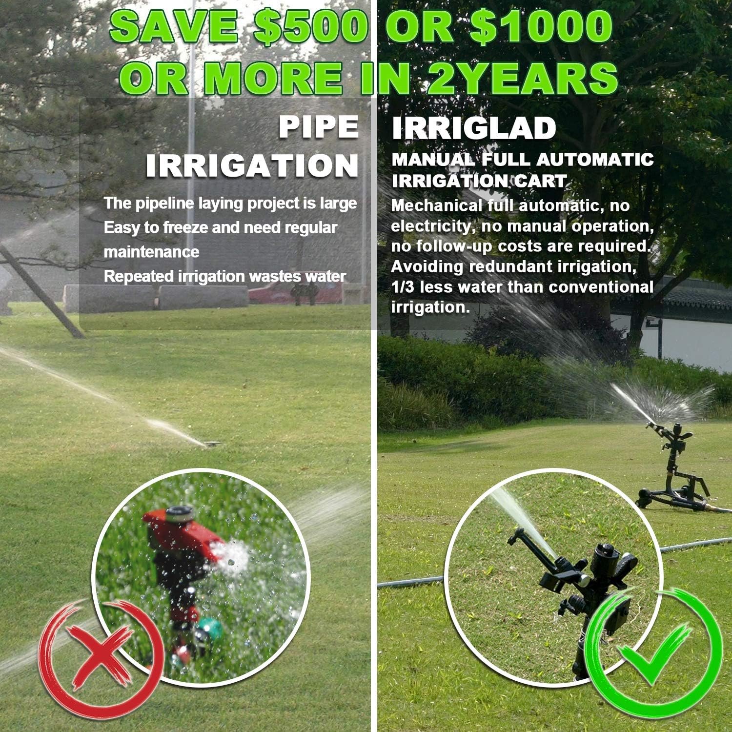 66Ft Retractable Garden Hose Reel Cart H390369
