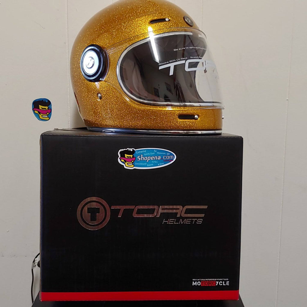 Gold Metallic Retro Full Face Helmet Q717953