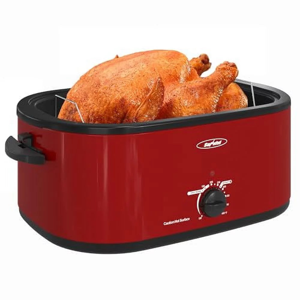 20 Quart Stainless Steel Red Electric Roaster Oven S240