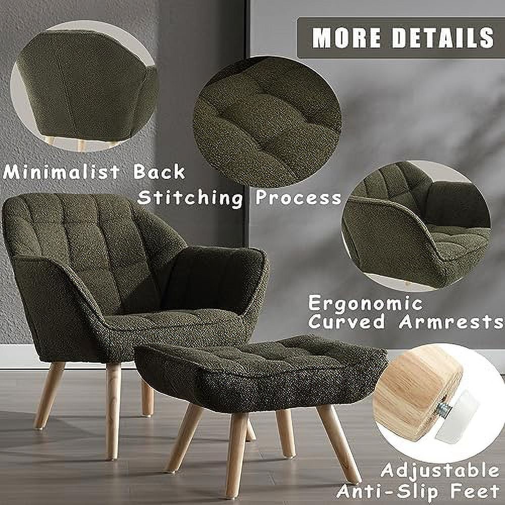 48" Small Upholstered Linen Loveseat Sofa with Wood Legs D56196