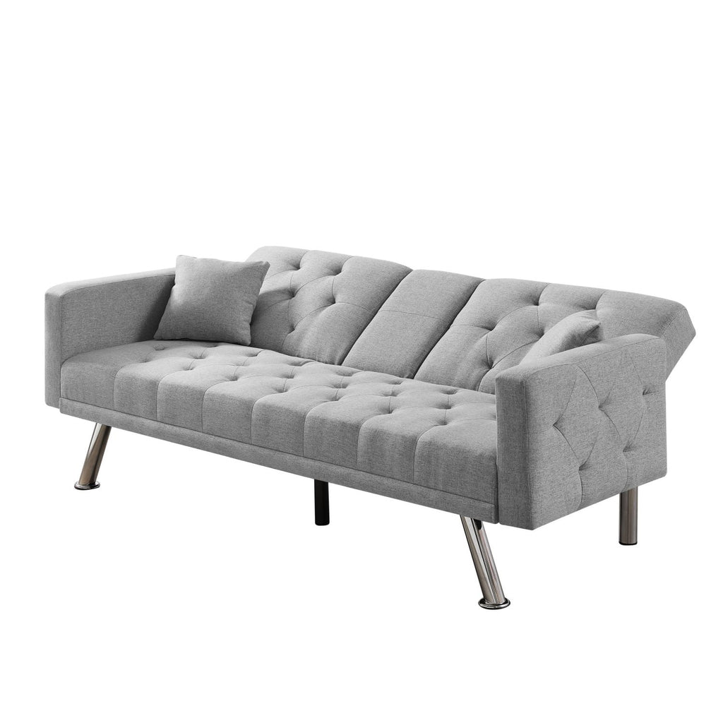 Grey Linen Convertible Sofa Bed D7099