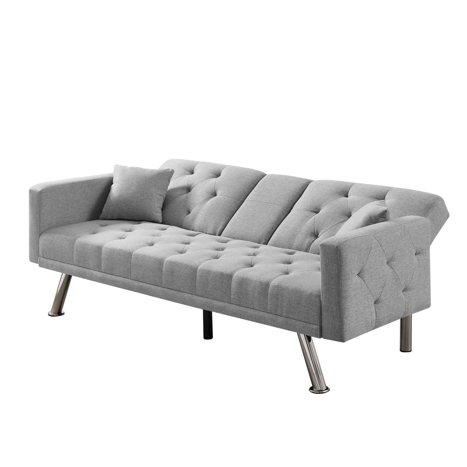 Grey Linen Convertible Sofa Bed D7099