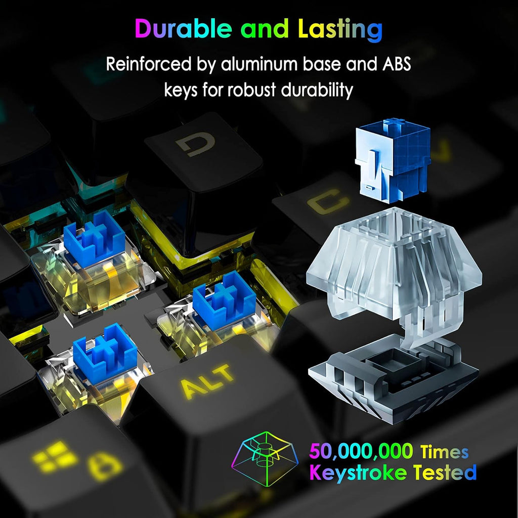 RGB Backlit 104 Keys Blue Switch Wired Mechanical Gaming Keyboard R8619