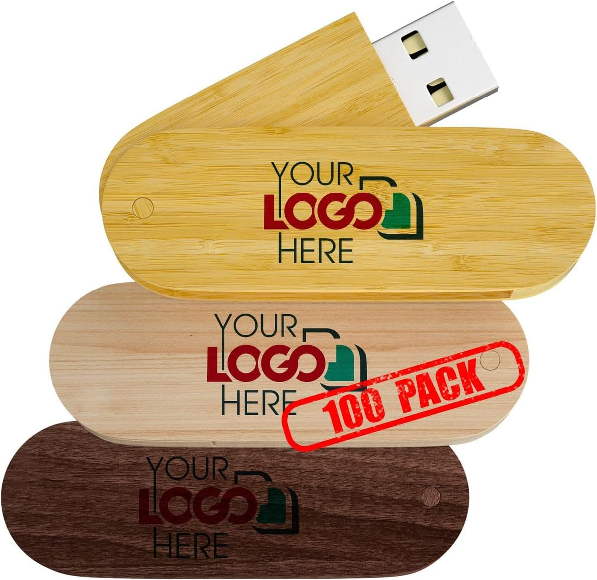 128MB Wooden USB 2.0 Flash Drive 100 Pack G757