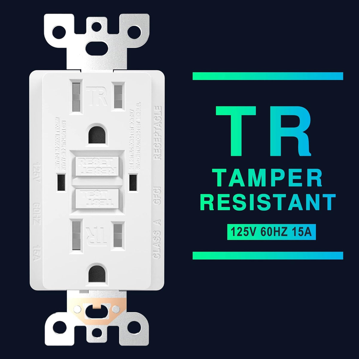 White Tamper Resistant GFCI Outlet Receptacle, 15 Amp/125-Volt, 2 Pack V37712