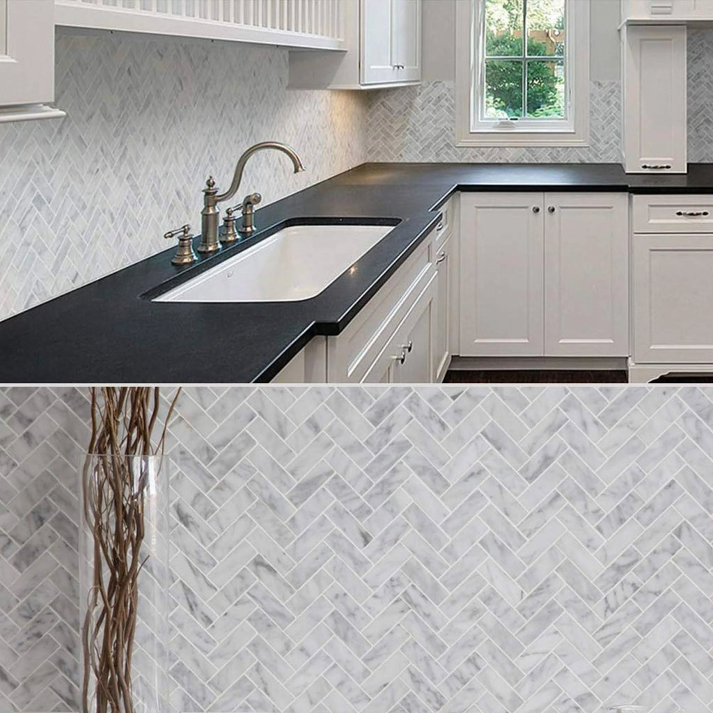 Carrara Marble Mosaic Backsplash Tile, 20pc U8054