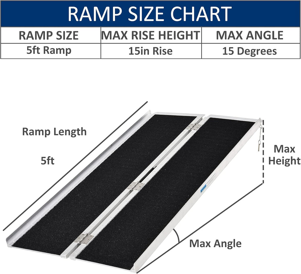 5' Portable Aluminum Wheelchair Ramp with Carrying Handle E24140