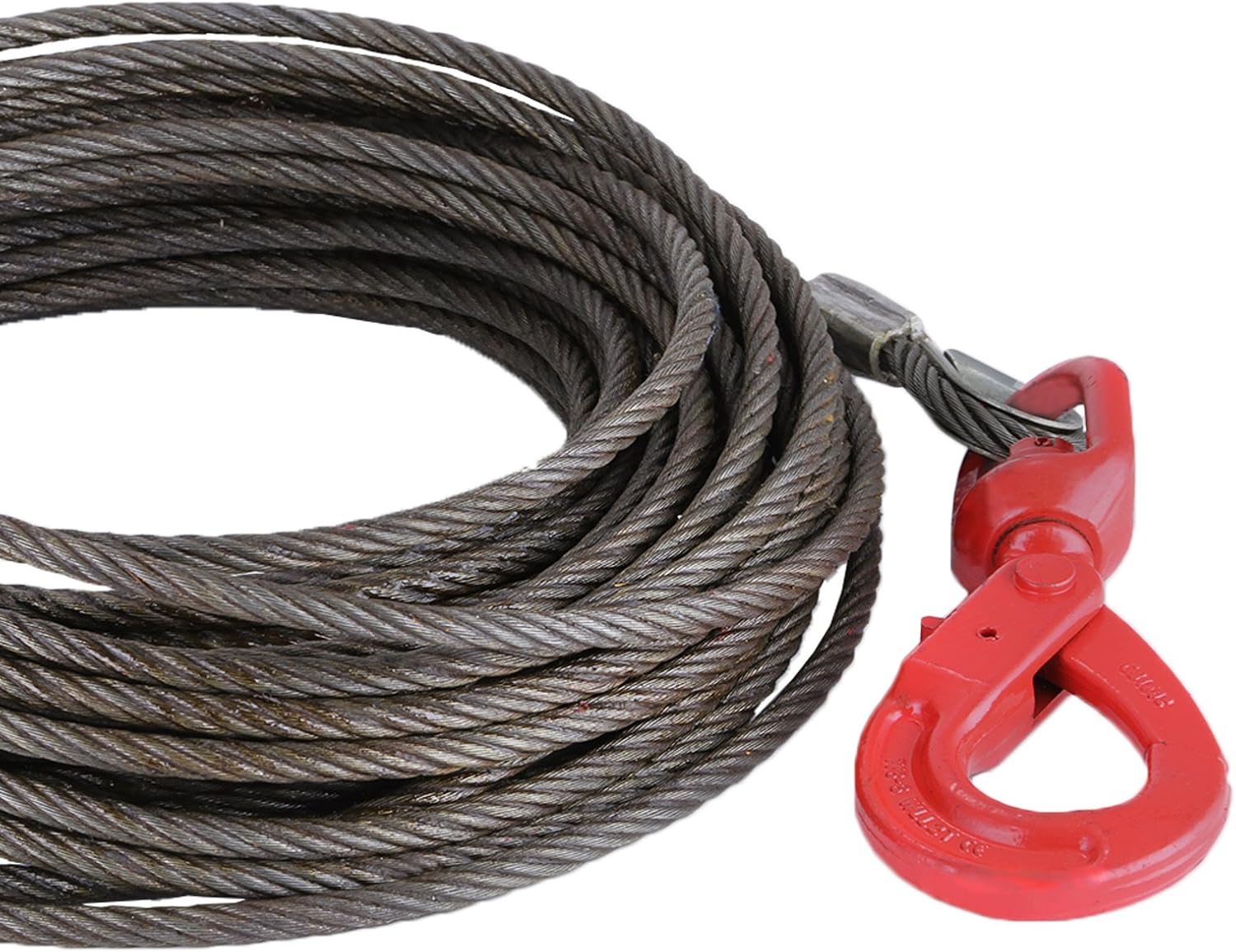3/8" x 50' Wire Rope Winch Cable with Swivel Hook, Pack of 2 Z611451