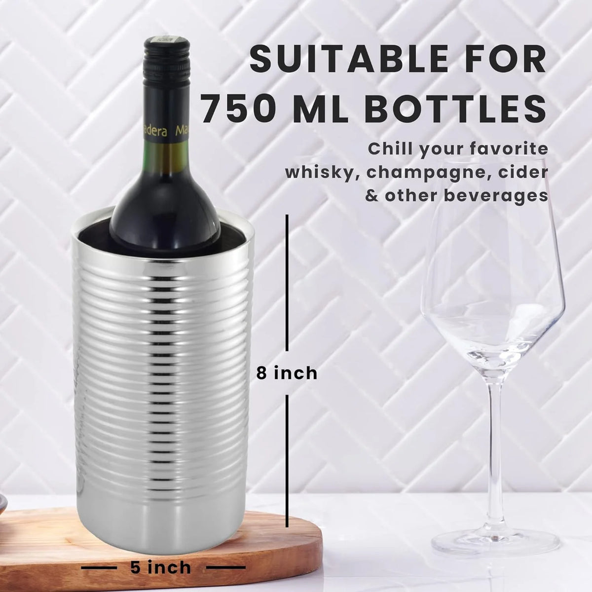 Double Wall Stainless Steel Wine Chiller Bucket, 1.6 Qt K291675