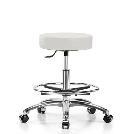 Adobe White Vinyl Height Adjustable Swivel Stool with Foot Ring L739632