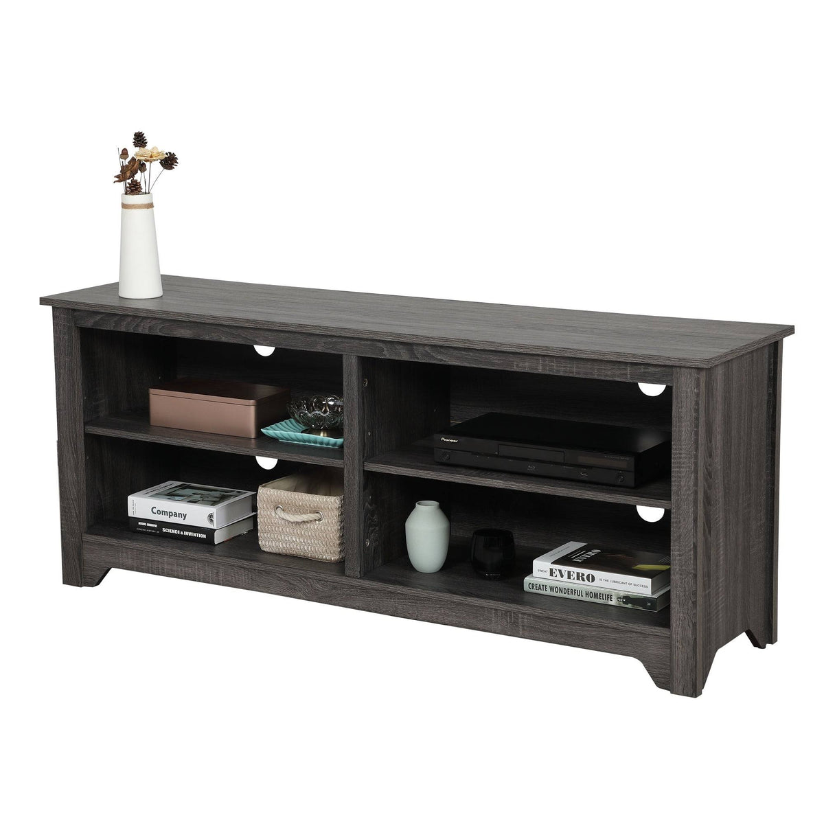 Grey Wooden TV Stand Media Console Storage Cabinet L730