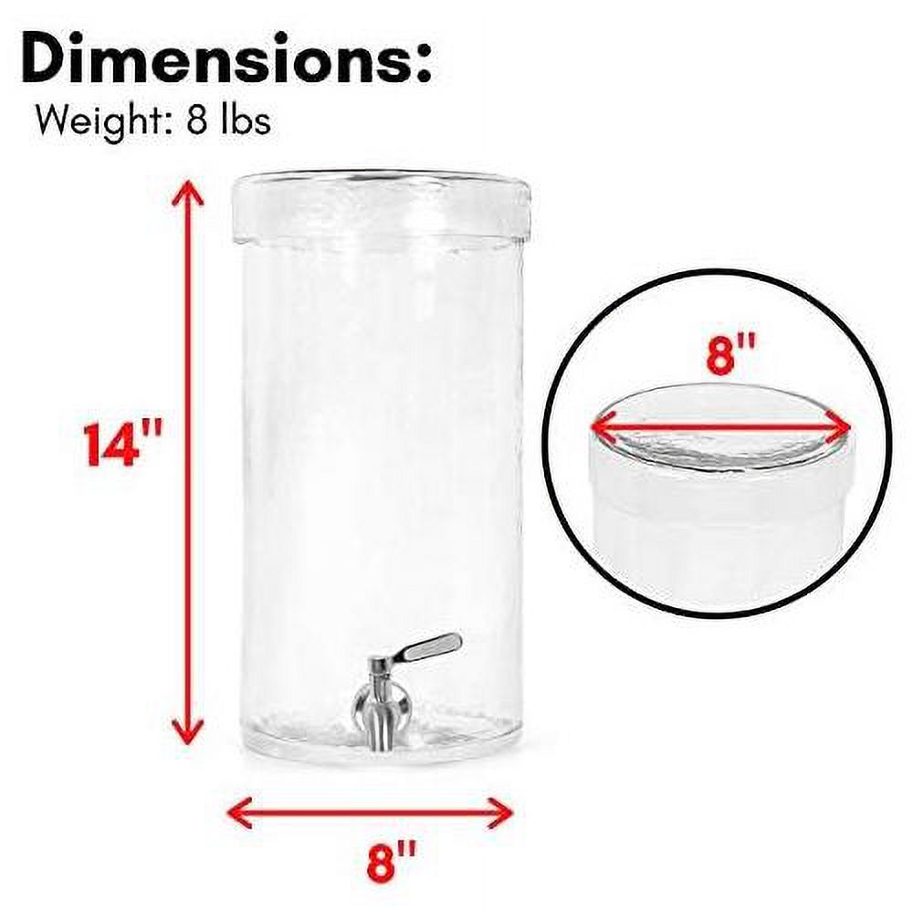 Gallon Beverage Dispenser With Lid, Hammered Glass, Stainless Steel Spigot Y91696