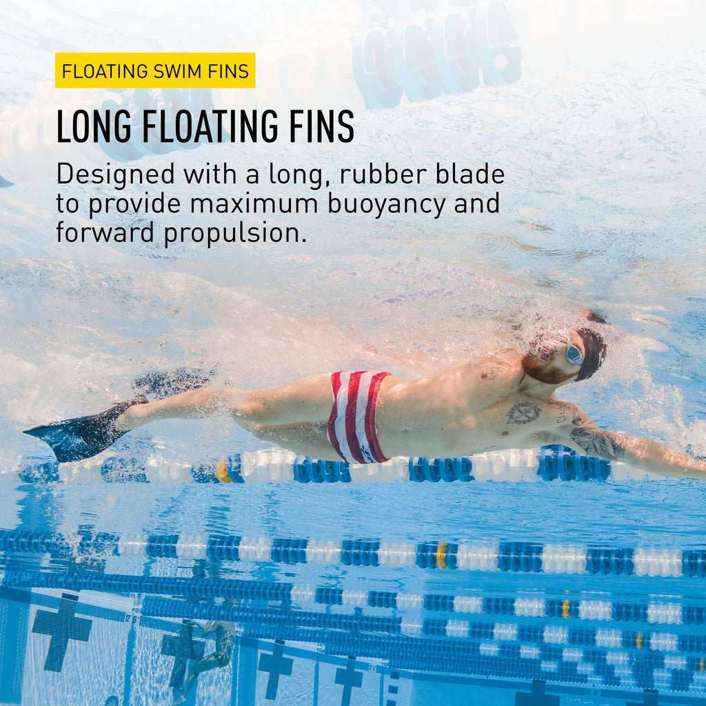 Long Floating Fins for Swimming, Adult XL, Black/Red B727