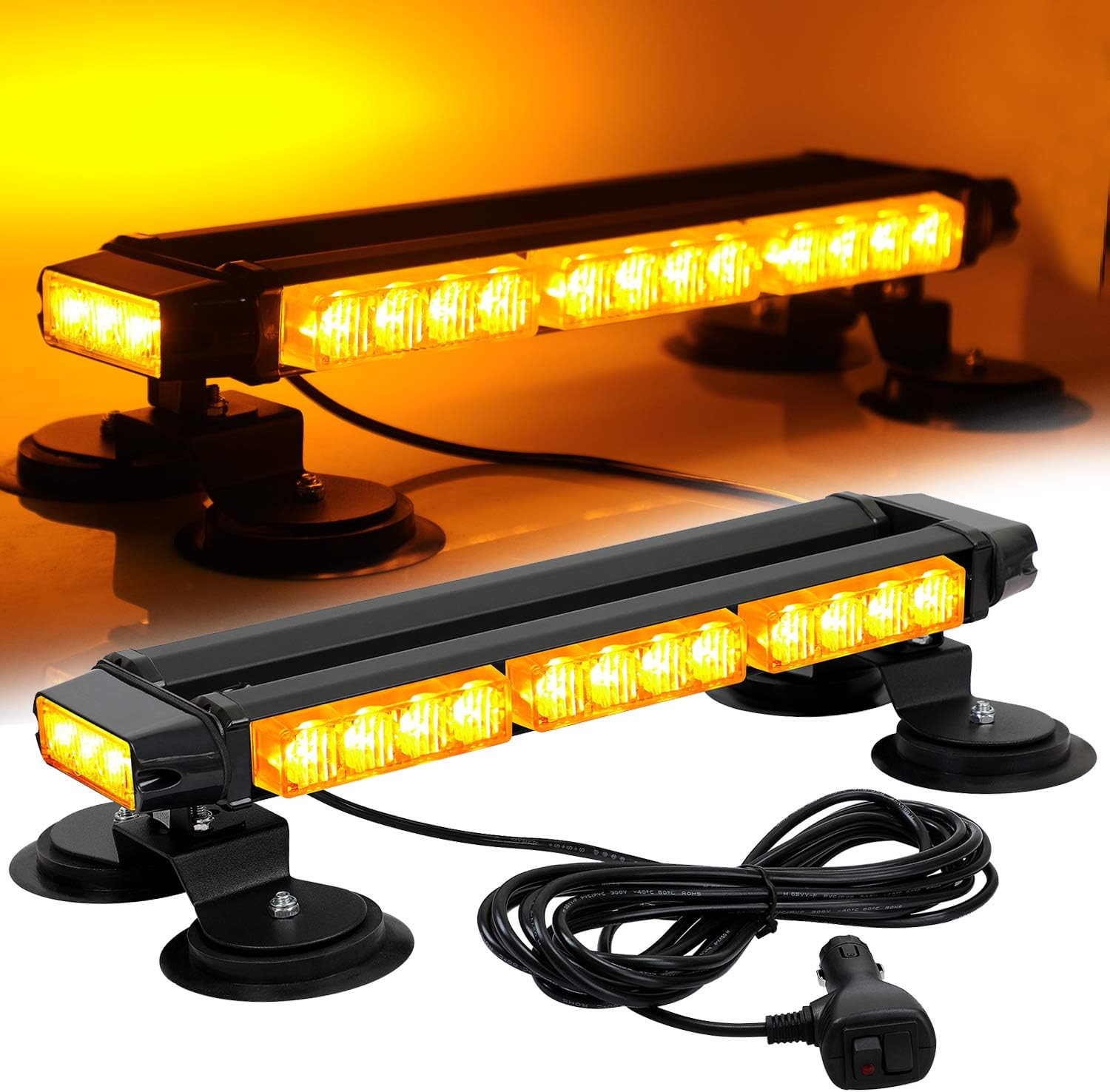 16.8 Inch LED Strobe Light Bar with Magnetic Base (Amber White Amber) V59780