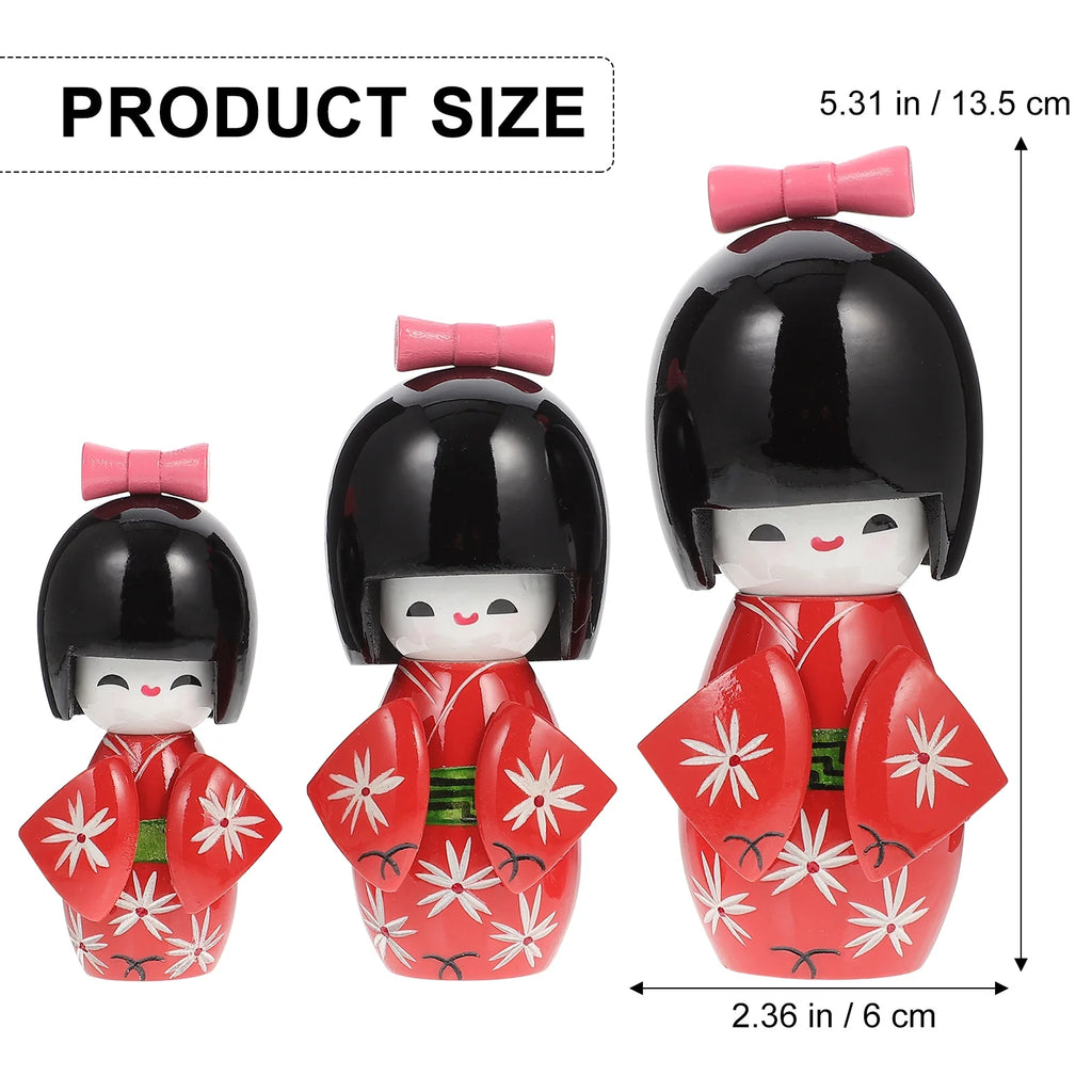 Antique Japanese Kimono Dolls Wooden Toys X5448