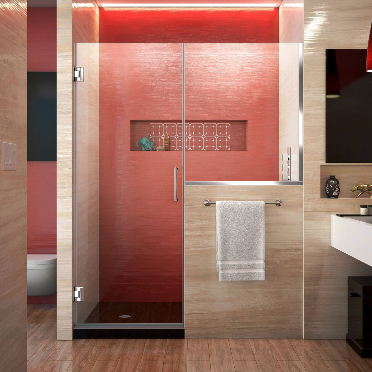 Satin Black Hinged Shower Door Q955