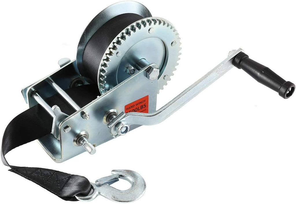 Hand Winch Crank Cable 3500lbs, 23ft Black Webbing, Pack of 2 K28868