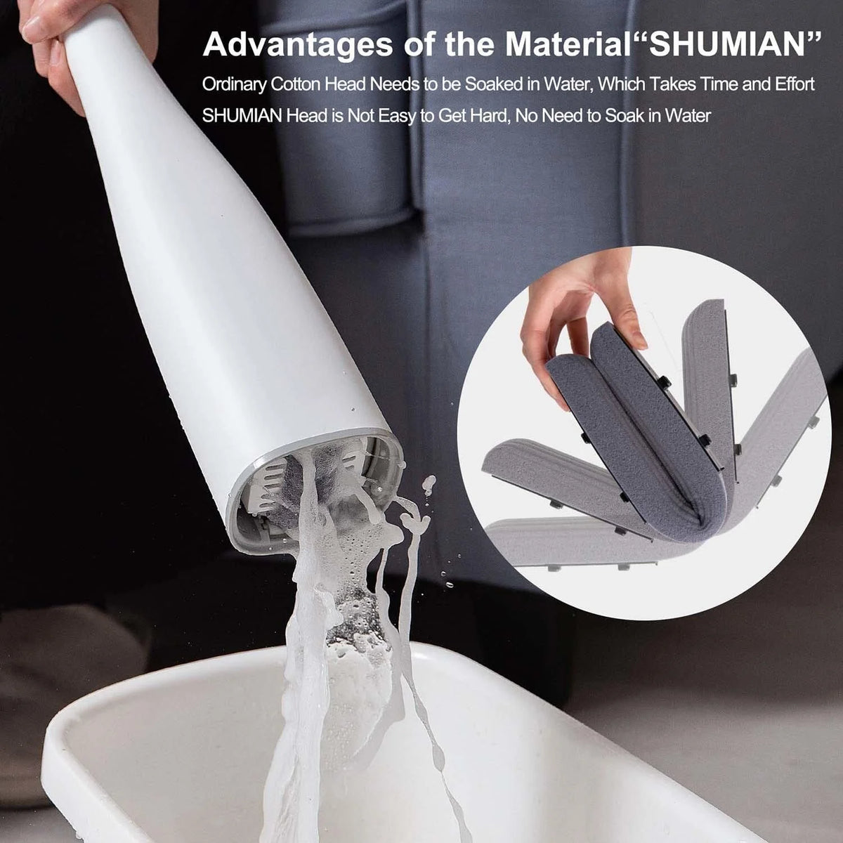 Self-Squeeze PVA Foam Sponge Mop with 2 Sponge Mop Head Replacement Z53562