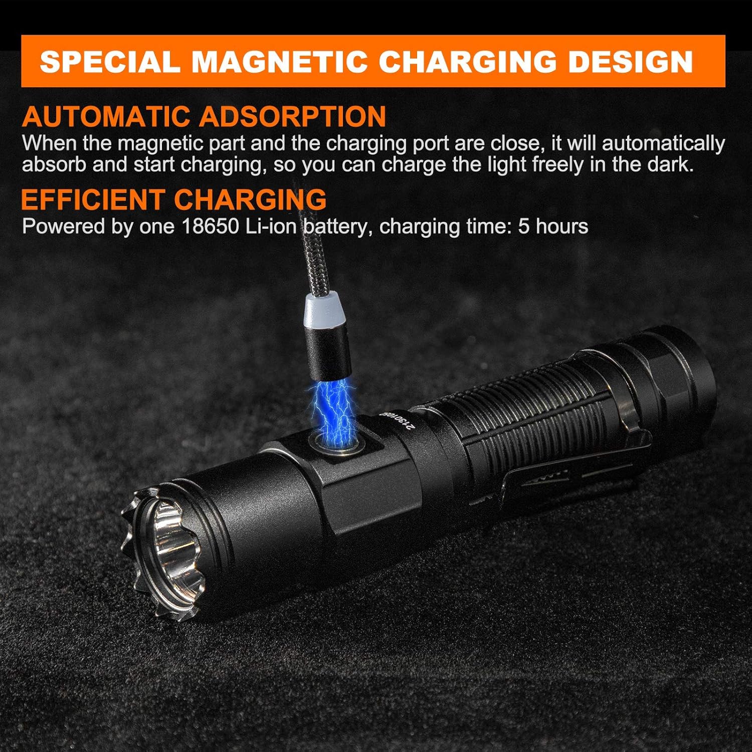 1200 Lumen Rechargeable LED Flashlight with Power Display, IP67 Waterproof, 5 Light Modes, Pocket-Size Torch J391671