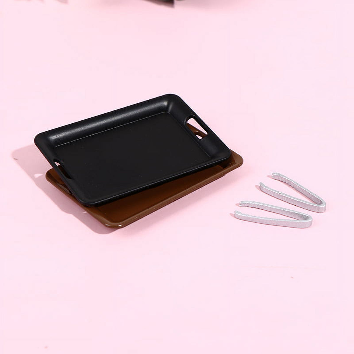 1/12 Dollhouse Miniature Metal Plate Tray with Clip Kitchen Toys W698
