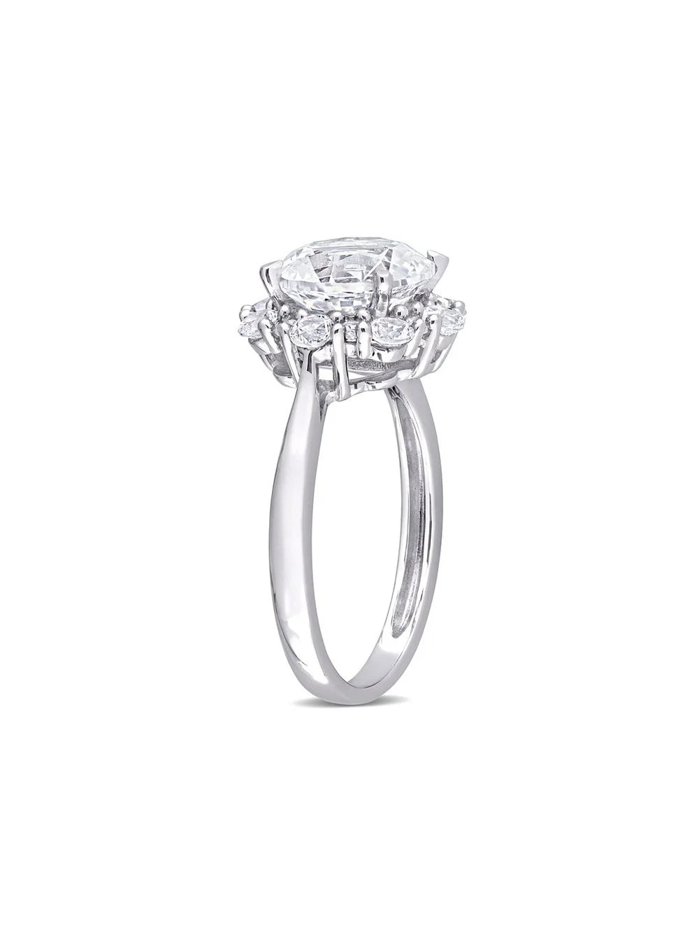 10K White Gold Lab-Created White Sapphire Halo Engagement Ring G815962
