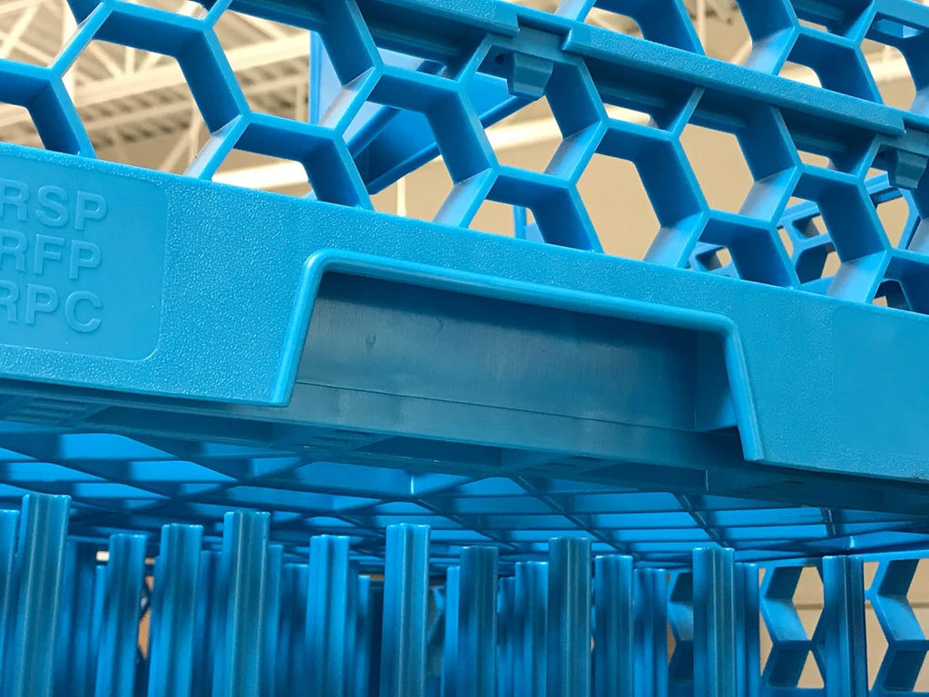 Blue Polypropylene 20-Compartment Glass Rack with 4 Extenders K75819