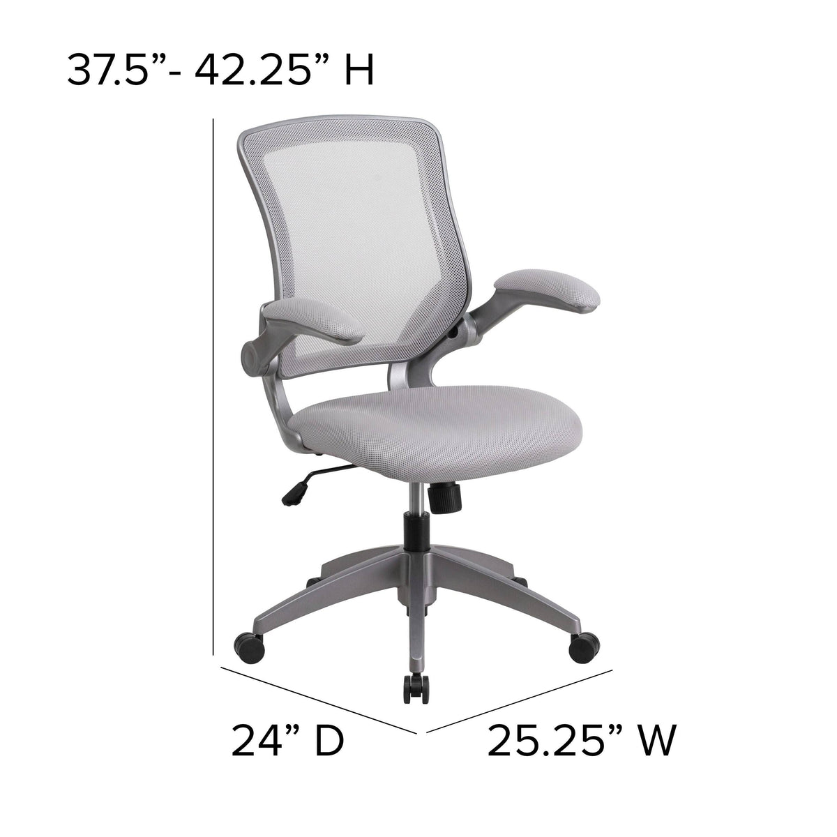 Gray Mesh Swivel Ergonomic Task Office Chair with Flip-Up Arms M397
