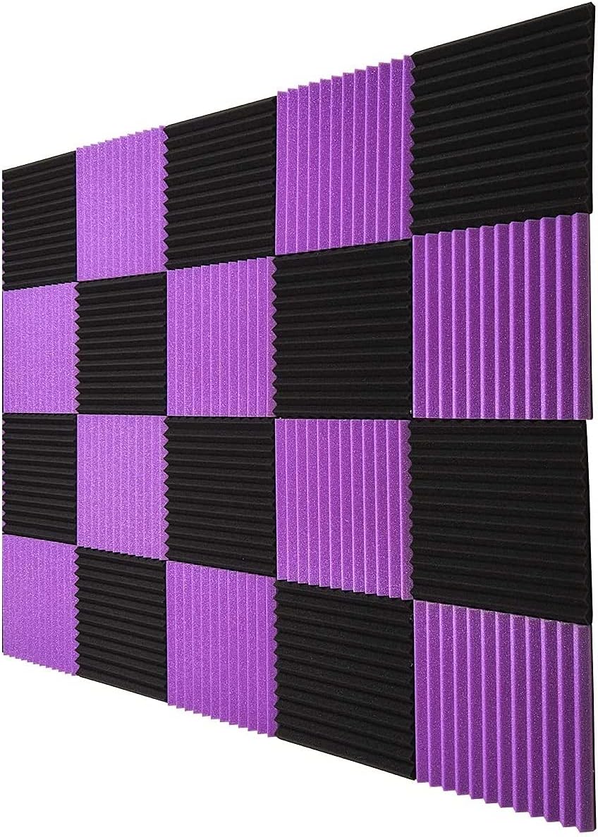 52 Pack Acoustic Foam Panels 12X12 X1 Sound Proof Noise Cancelling Foam Wedges (Black/Blue) P64540