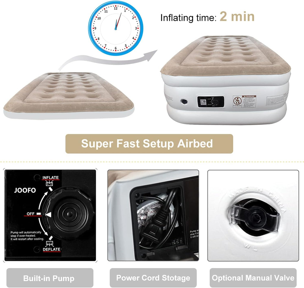 Twin Size Air Mattress with Built-in Pump, 18-inch Inflatable Bed, Pack of 2 L78969