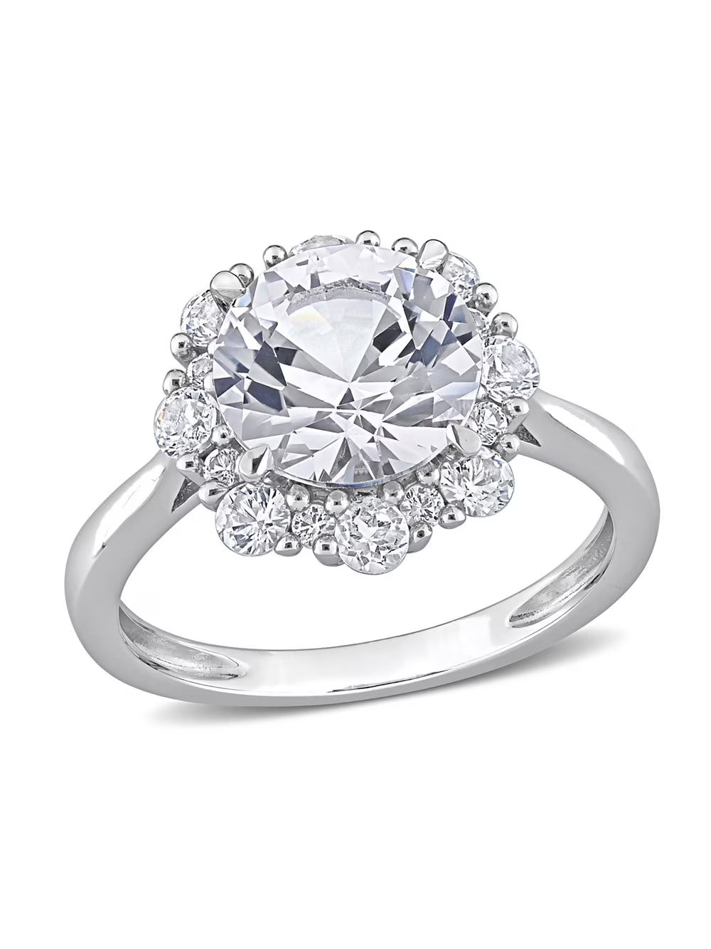 10K White Gold Lab-Created White Sapphire Halo Engagement Ring G815962